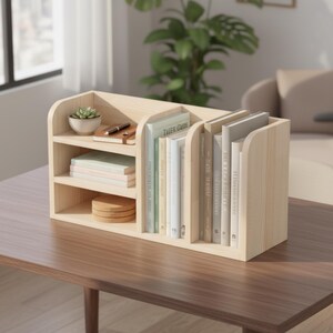 Handmade Pine Desk Shelf: Nordic Style Desktop Organizer image 3