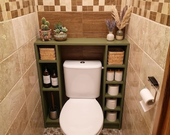 Custom Over The Toilet Organizer Plan | Japandi Wood Shelf Blueprint (Digital Download)