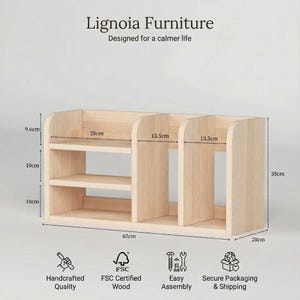 Handmade Pine Desk Shelf: Nordic Style Desktop Organizer image 4