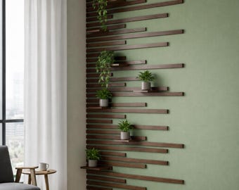 Progetto di modanatura murale personalizzata, pannello decorativo in doghe di legno, layout PDF fai da te per la progettazione di interni