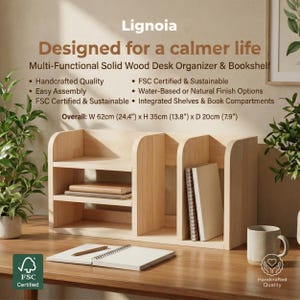 Handmade Pine Desk Shelf: Nordic Style Desktop Organizer image 2