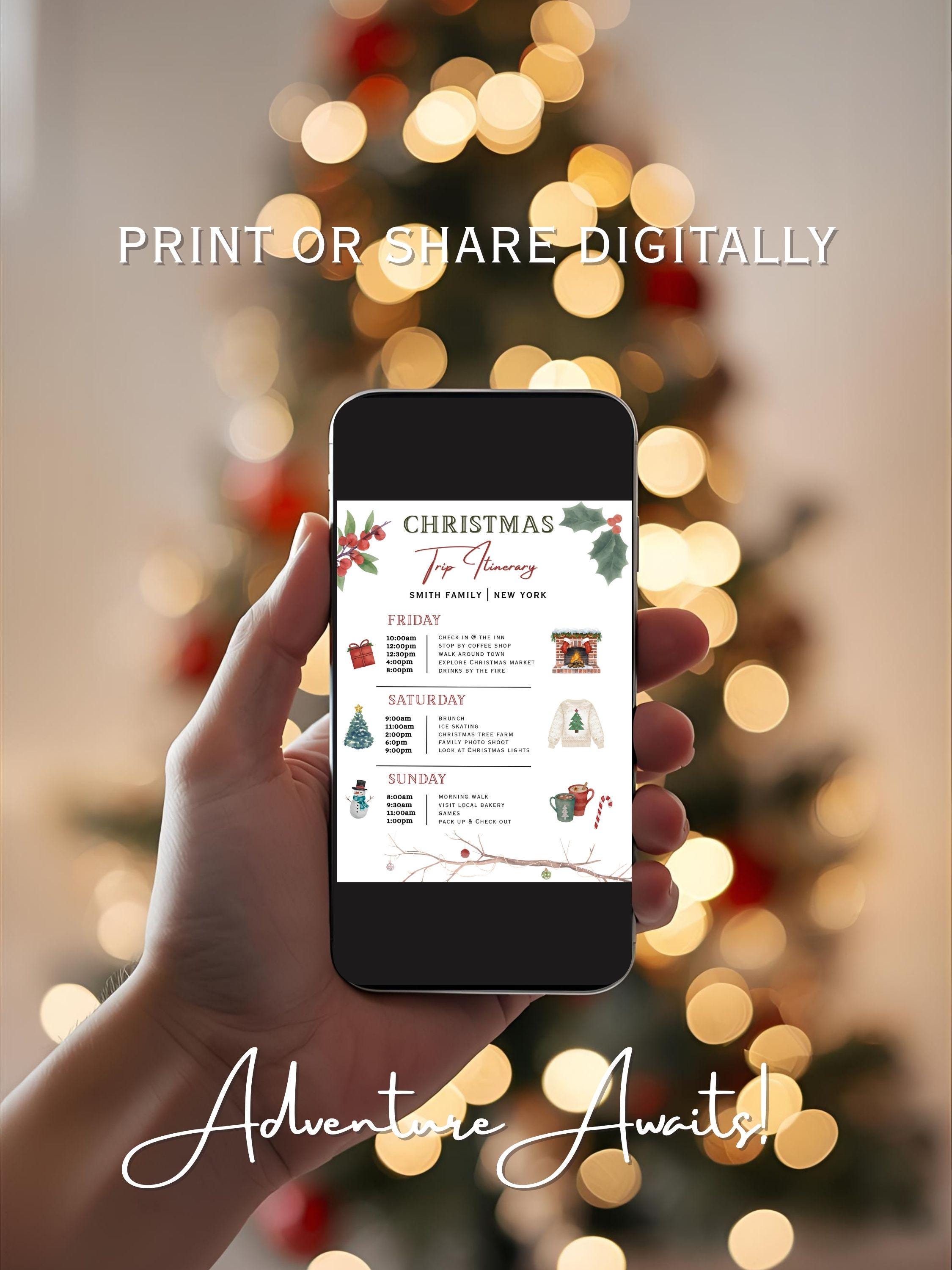 Cozy Christmas Trip Itinerary Template Editable Canva Holiday Travel
