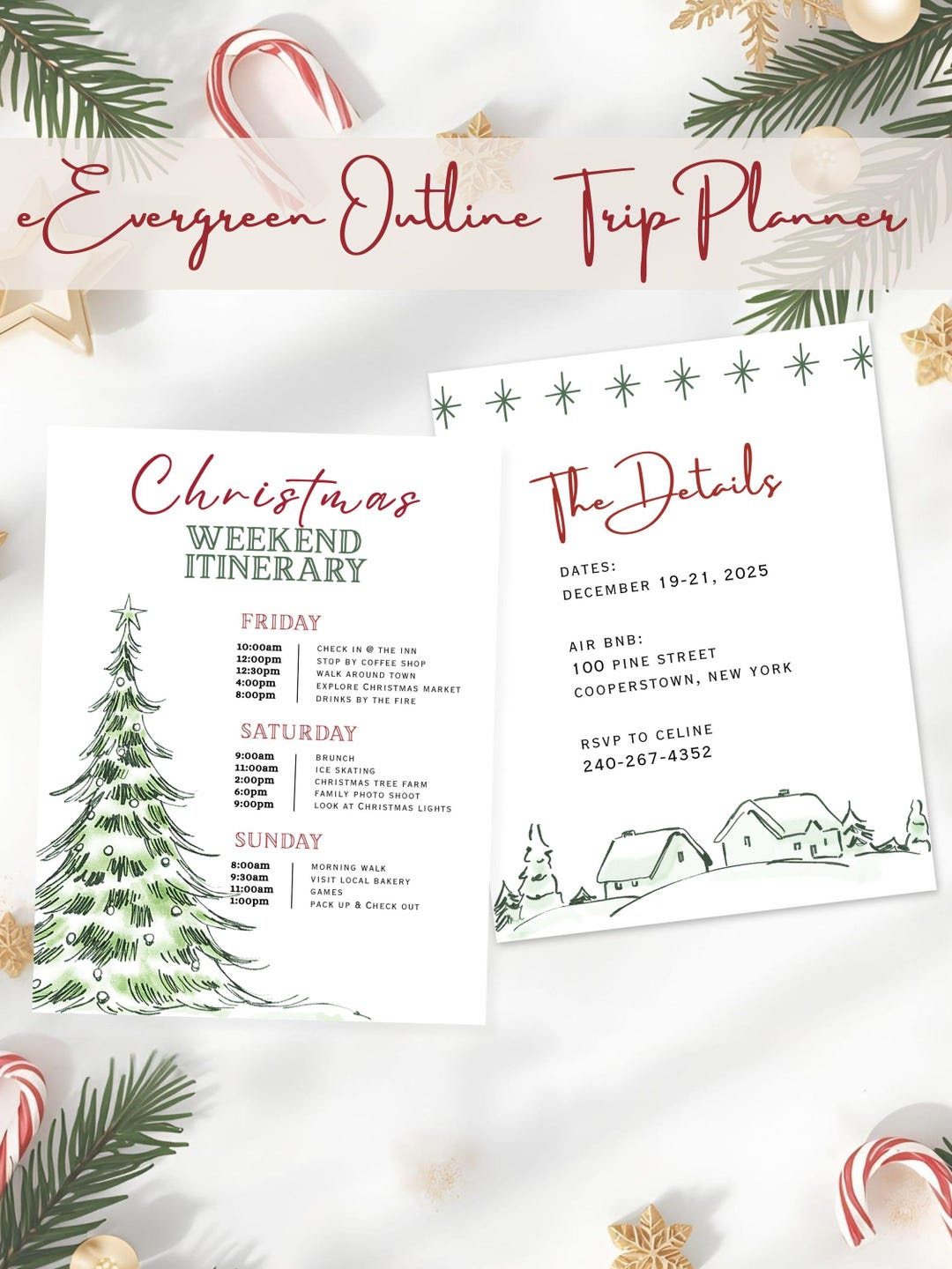Classy Christmas Trip Itinerary Template | Editable Canva Holiday ...