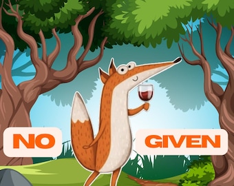 Zabawna etykieta na wino zaręczynowe: naklejka z nadrukiem „No Fox Given”