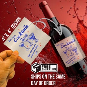 Custom Champagne Label: Personalized &quot;Cocktails&quot; Wine Stickers for Parties Celebration Favors Gift wine labels