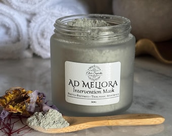 Blue Lotus & Saffron Thalassic Enzyme Mask | Powder-to-Gel-Paste with Creamy Rinse • Ad Meliora