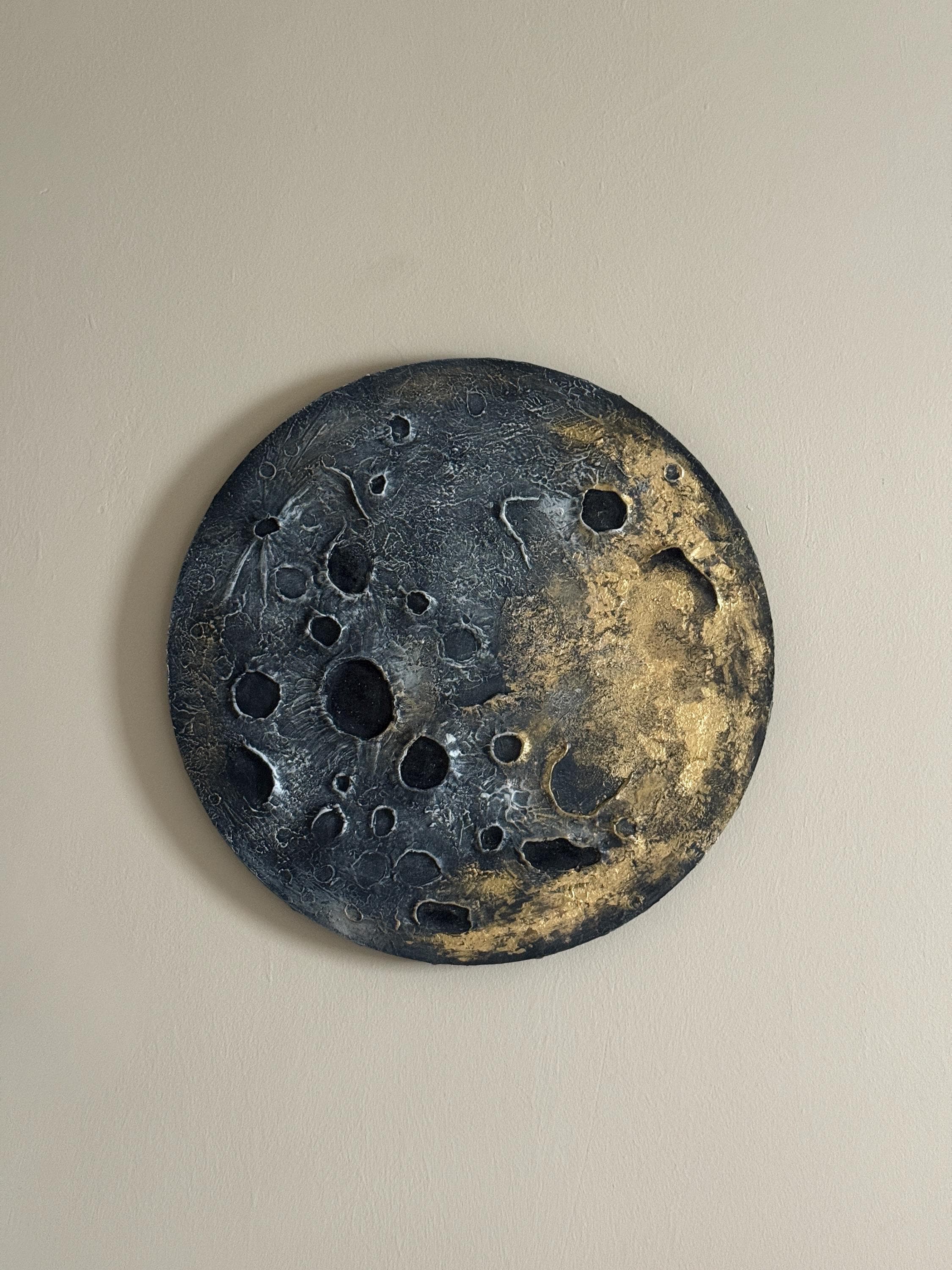 Handmade Textured Moon Wall Art: Gold Cosmic Decor - Etsy