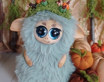 Handmade Fantasy Forest Creature Art Doll: Whimsical Woodland Decor