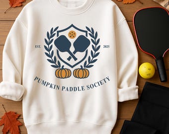 Pickleball Sweatshirt, Autumn Paddle Society Crewneck, Cozy Fall Country Club Apparel, Thanksgiving Outfit, Casual Sport Leisure Wear