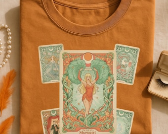 Comfort Colors® Showgirl Era Shirt, Showgirl Life Tee, Showgirl T-Shirt, In My Showgirl Era, Vintage Tarot Graphic Tee, Art Nouveau Style