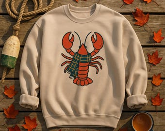 Cozy Lobster Sweatshirt, New England Coastal Crewneck, Fall Nautical Apparel, Funny Seafood Gift, Casual Holiday Outfit