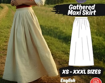 Linen Maxi Skirt Sewing Pattern: Beginner-Friendly Cottagecore (PDF Pattern)
