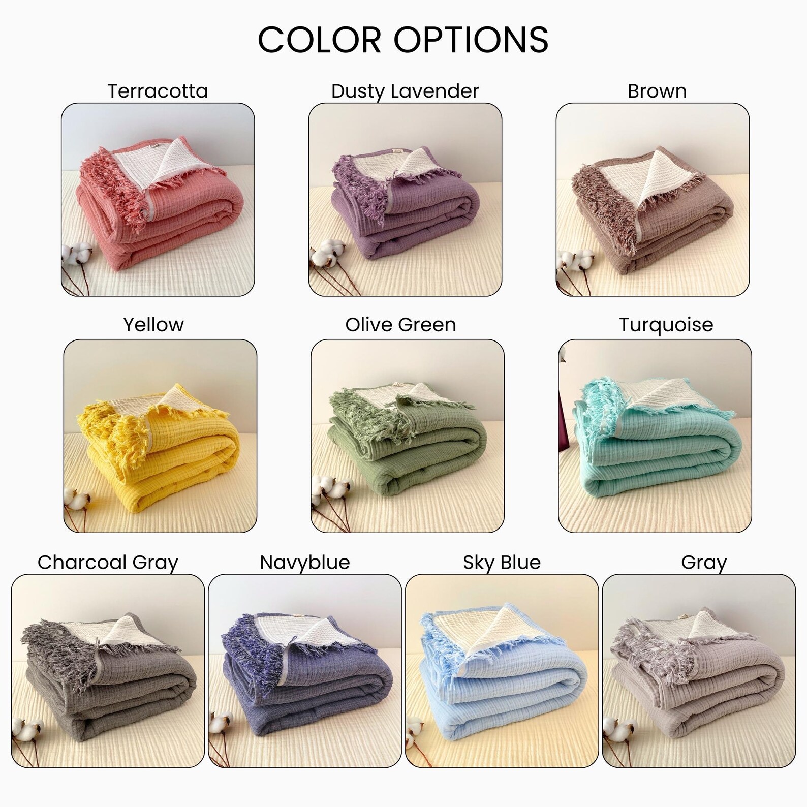 Olive Green Organic Cotton Muslin Bedspread: Gauze Throw, Bed Cover for ...