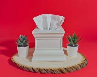 Architectural Tissue Box Cover – Minimal Column Design, Modern Classical Decor