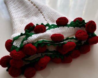 Manta convertible con ramo de rosas de crochet hecha a mano