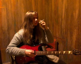 Cárdigan Kurt Cobain MTV / Prenda de punto verde grunge / Ropa cómoda para estar en casa / Suéter de otoño/invierno