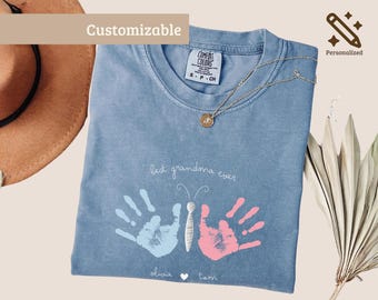 This Is The Best Grandma Ever Shirt, Personalized Handprint Grandma Gift, Grandkids Names Butterfly Shirt, Grandma Crewneck Sweatshirt