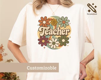 Vintage Teacher Shirt, Colorful Retro Teacher Sweatshirt, Floral Teacher Appreciation Gift, Back to School Teacher Tee