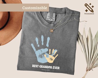 Best Grandpa Ever Since 2026 Shirt, Personalized Grandpa Gift T-Shirt, Handprint Grandpa Keepsake Shirt, New Grandpa Crewneck Sweatshirt