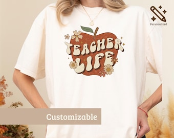 Teacher Life Shirt, Apple Teacher Sweatshirt, Retro Teacher Appreciation Gift, Back to School Teacher Tee, Groovy Teacher Shirt