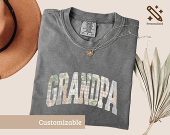 Grandpa Patchwork Shirt Comfort Colors®, Personalized Grandpa Tee, Custom Wording Father's Day Gift, Retro Papa Shirt, Grandkids Name Gift