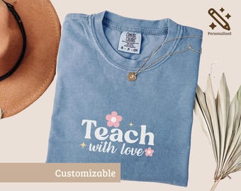 Teach With Love Shirt, Retro Teacher Sweatshirt, Cute Teacher Appreciation Gift, Back to School Teacher Tee, Vintage Teacher Shirt