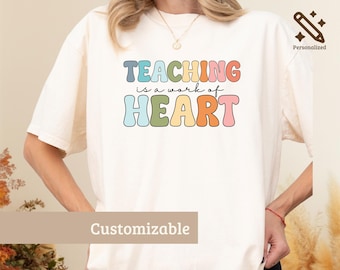 Teaching Is a Work of Heart Shirt, Retro Teacher Sweatshirt, Vintage Teacher Appreciation Gift, Back to School Teacher Tee