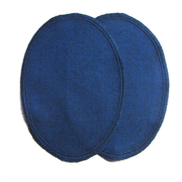 Elbow Patches - Navy Blue and Royal Herringbone - Set of 2