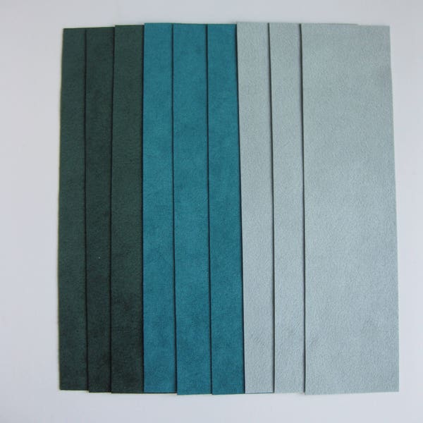 Ultrasuede Soft 2x8 Inch Strips - Shades of Aqua