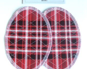 Elbow Patches - Red, White and Black Plaid Quilt - Set of 2