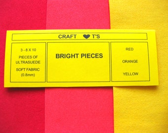 Ultrasuede Bright Pieces 3 - 8 x 10, Red, Orange and Yellow