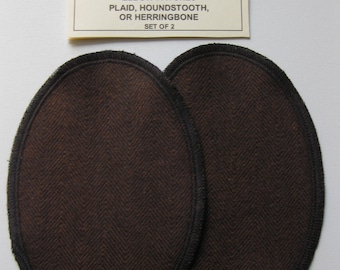 Elbow Patches - Brown and Black Herringbone - Set of 2