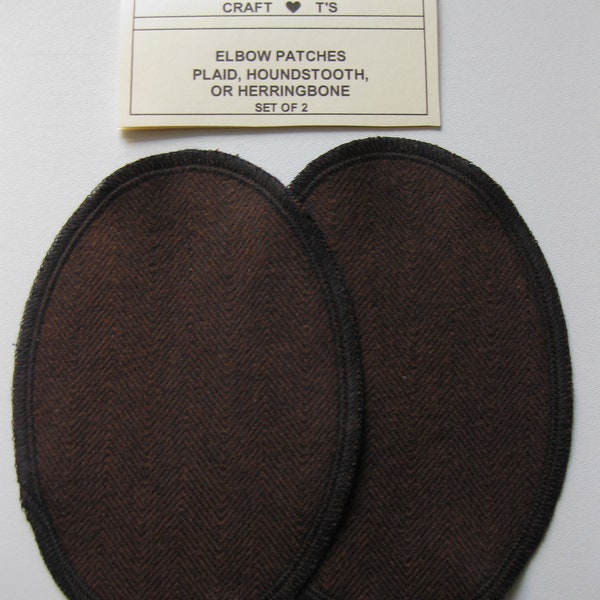 Elbow Patches - Brown and Black Herringbone - Set of 2