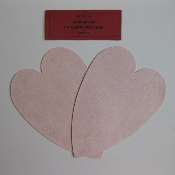 Elbow Patches - Heart Shaped Light Pink Ultrasuede - Set of 2