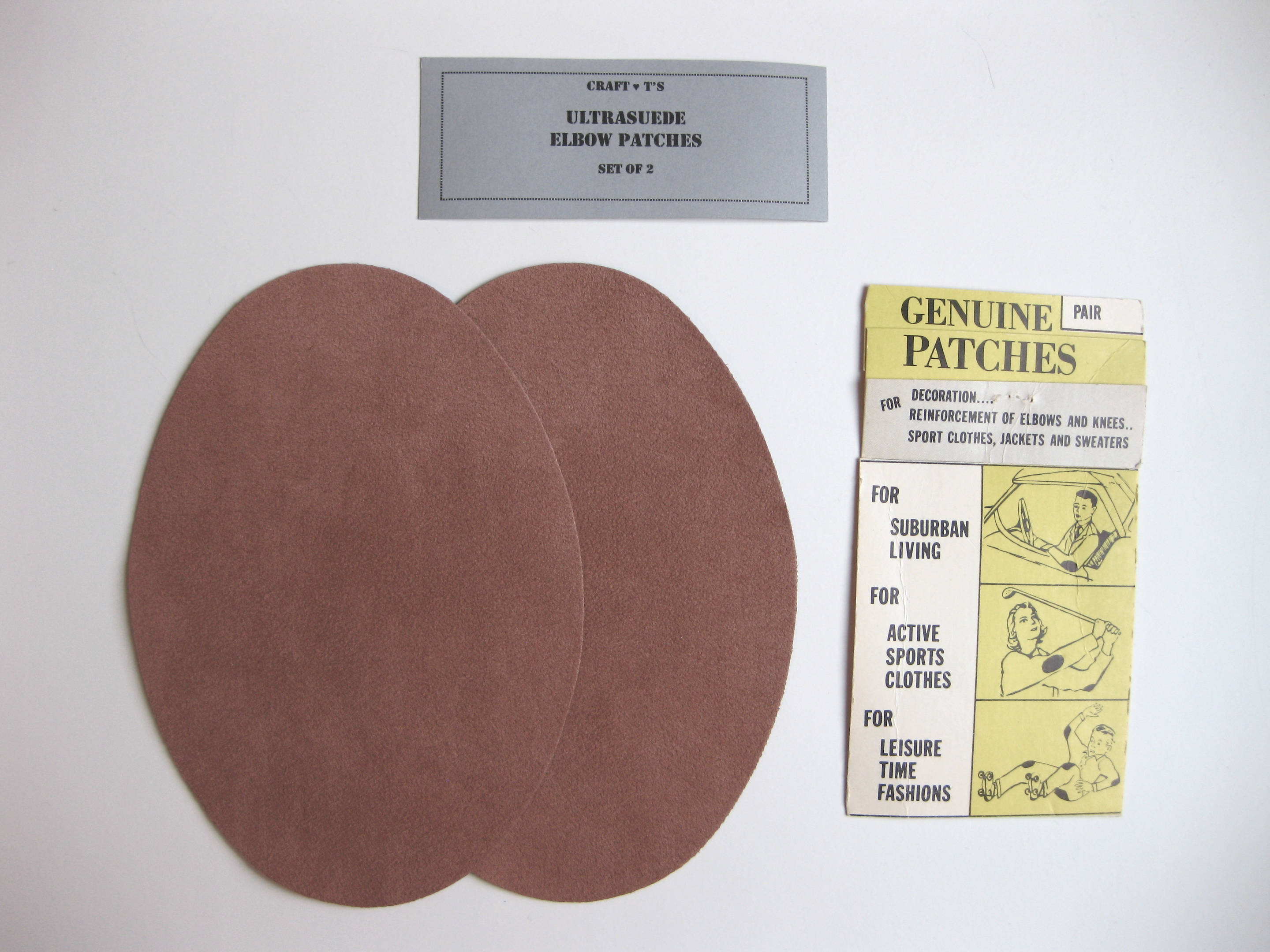 Leather Patches, Oval Brown Leather Elbow Patches 