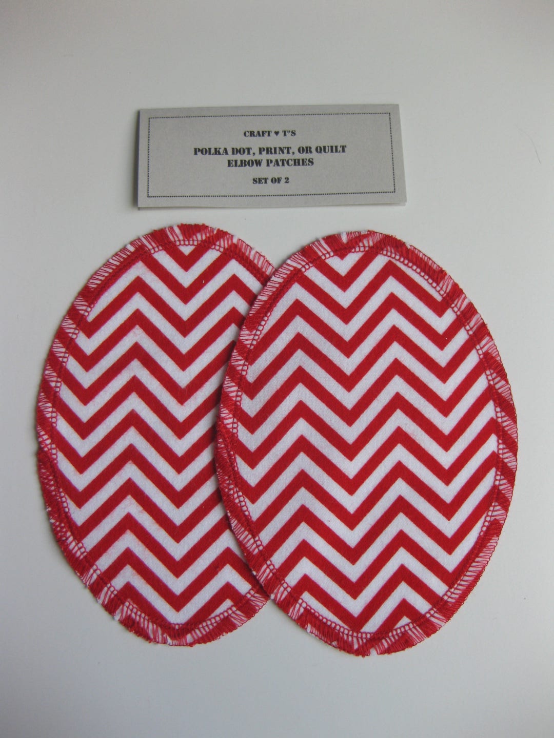 Elbow Patches Red and White Chevron Print Set of 2 Etsy