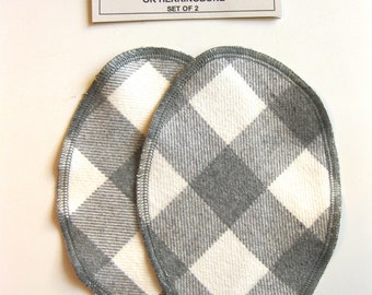 Elbow Patches - Gray and White Diagonal Buffalo Plaid  - Set of 2