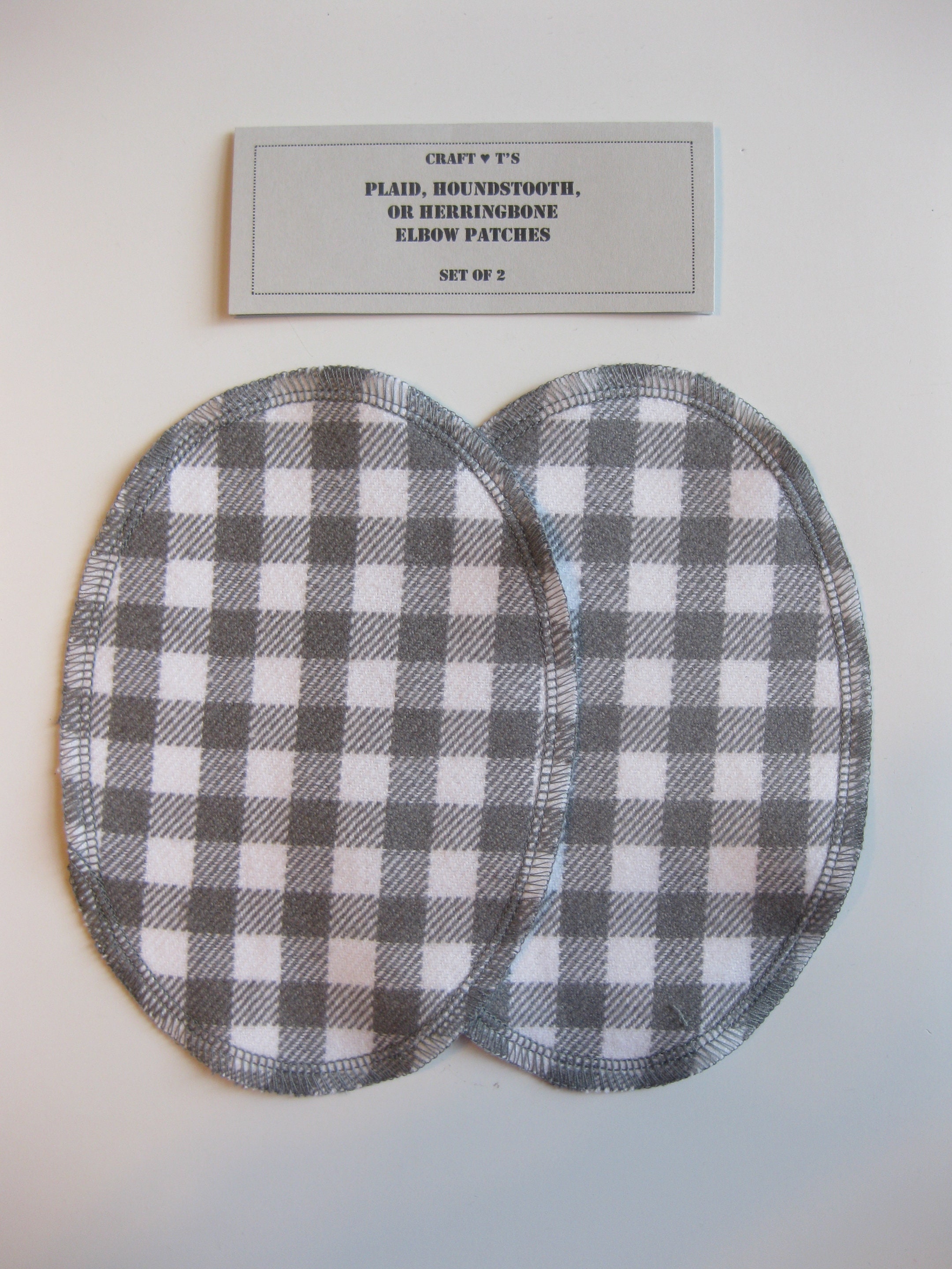 Elbow Patches Gray and White Buffalo Plaid Set of 2 Etsy