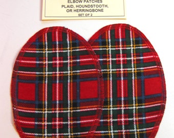 Elbow Patches - Red Tartan Plaid Flannel - Set of 2