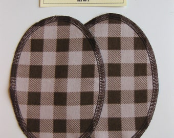 Elbow Patches - Brown and Beige Buffalo Plaid  - Set of 2