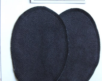 Elbow Patches - Gray and Black Herringbone Flannel - Set of 2