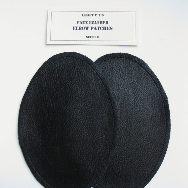 Patchs Coudes - Faux Cuir Noir - Set de 2