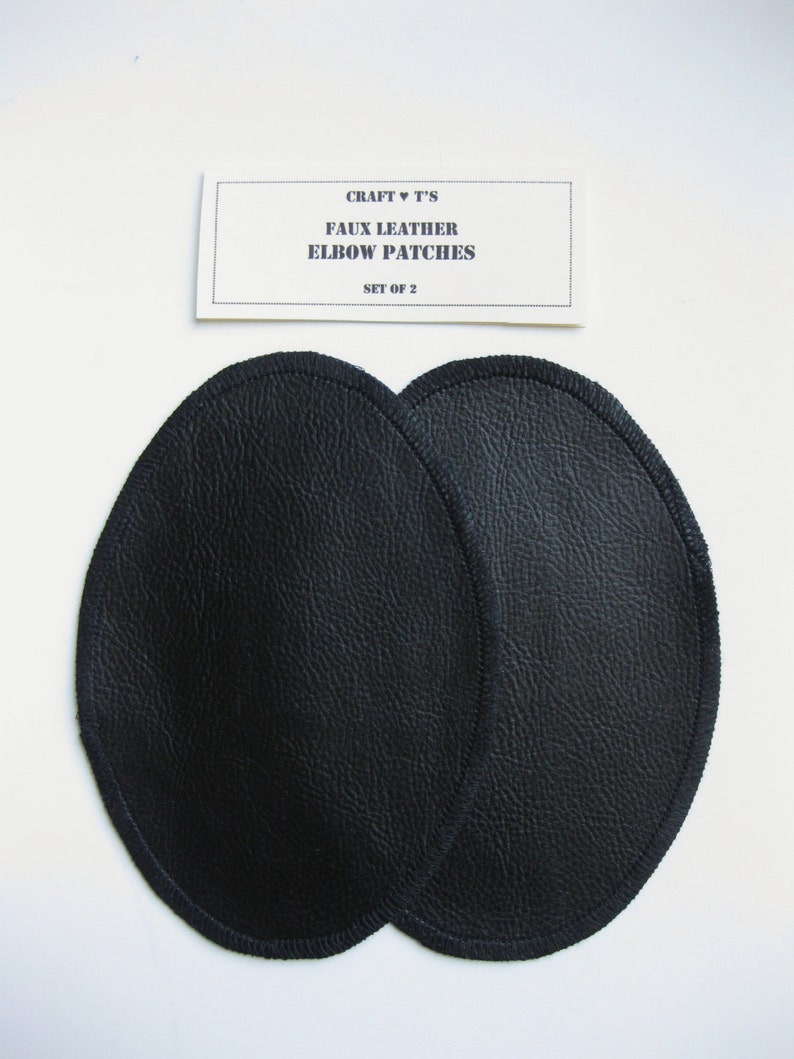 Elbow Patches Black Faux Leather Set of 2 Etsy