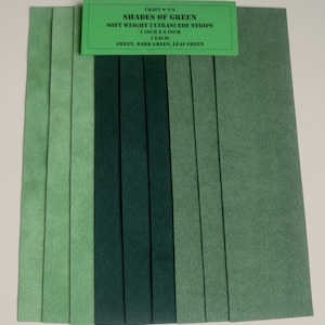 Ultrasuede Soft 2x8 Inch Strips - Shades of Green