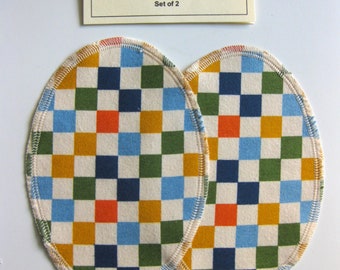 Elbow Patches - Multi Color Checkerboard Flannel - Set of 2