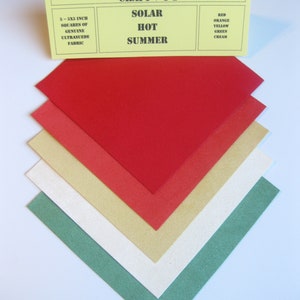 Ultrasuede Solar Hot Summer 5x5 Squares, Red, Orange, Yellow, Cream, Green
