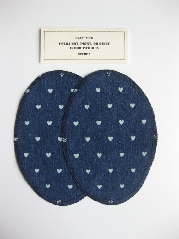 Elbow Patches Navy Denim Print Set of 2 Etsy