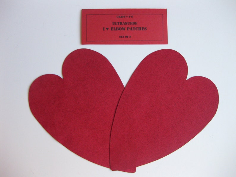 Elbow Patches Heart Shaped Red Ultrasuede Set of 2 Etsy
