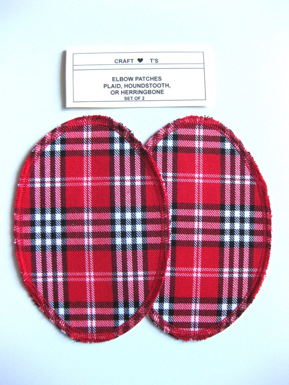 Toppe sui gomiti Cotone scozzese rosso, nero e bianco Set di