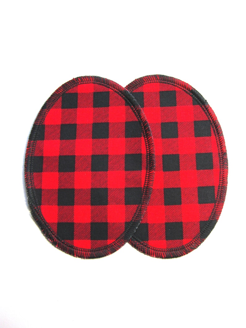 Elbow Patches Red and Black Buffalo Plaid Set of 2 image 1